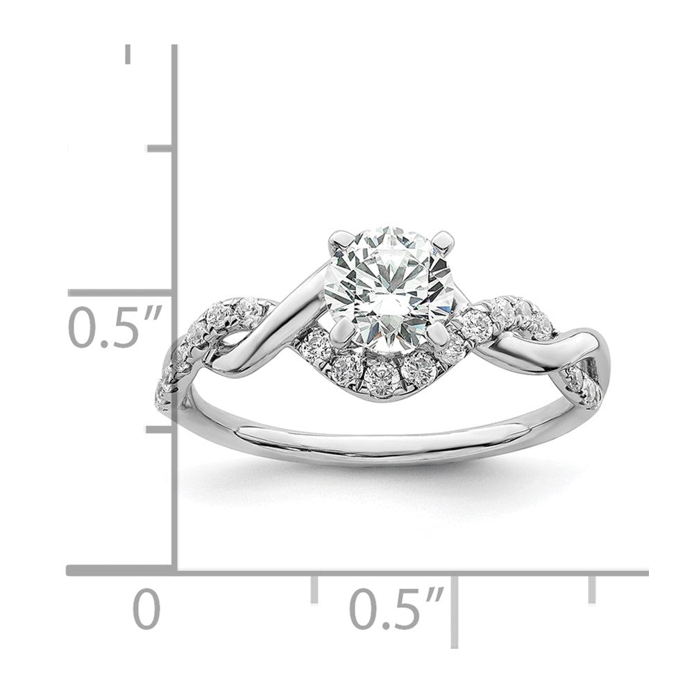 14k White Gold Twist (Holds 5/8 carat (5.8mm) Round Center) 1/4 carat Diamond Semi-mount Engagement Ring