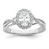 14k White Gold 1/4 carat Lab Grown Diamond VS/SI+ G+ 3/4 carat Center Round Semi Mount Bypass Engagement Ring