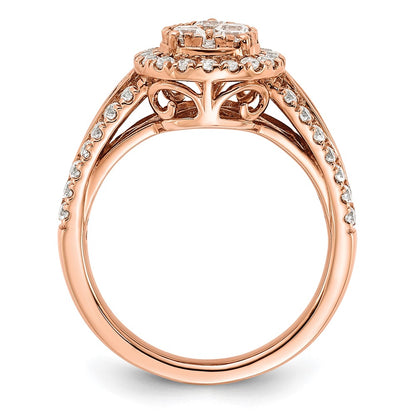 14k Rose Gold 1 1/4 carat Lab Grown Diamond VS/SI+ G+ Complete Cluster Engagement Ring