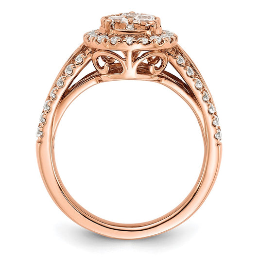 14k Rose Gold 1 1/4 carat Lab Grown Diamond VS/SI+ G+ Complete Cluster Engagement Ring