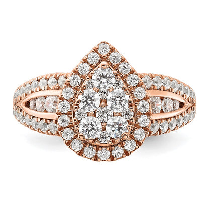 14k Rose Gold 1 1/4 carat Lab Grown Diamond VS/SI+ G+ Complete Cluster Engagement Ring