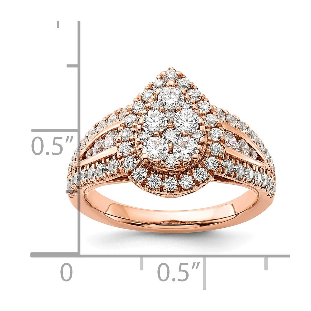 14k Rose Gold 1 1/4 carat Lab Grown Diamond VS/SI+ G+ Complete Cluster Engagement Ring