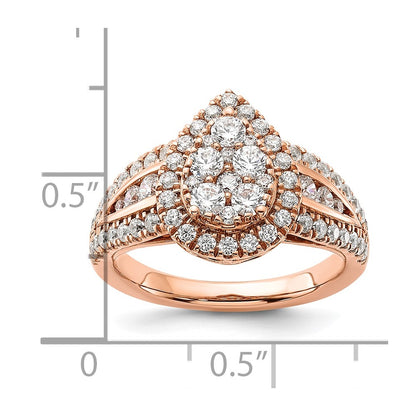 14k Rose Gold 1 1/4 carat Lab Grown Diamond VS/SI+ G+ Complete Cluster Engagement Ring