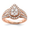 14k Rose Gold 1 1/4 carat Lab Grown Diamond VS/SI+ G+ Complete Cluster Engagement Ring