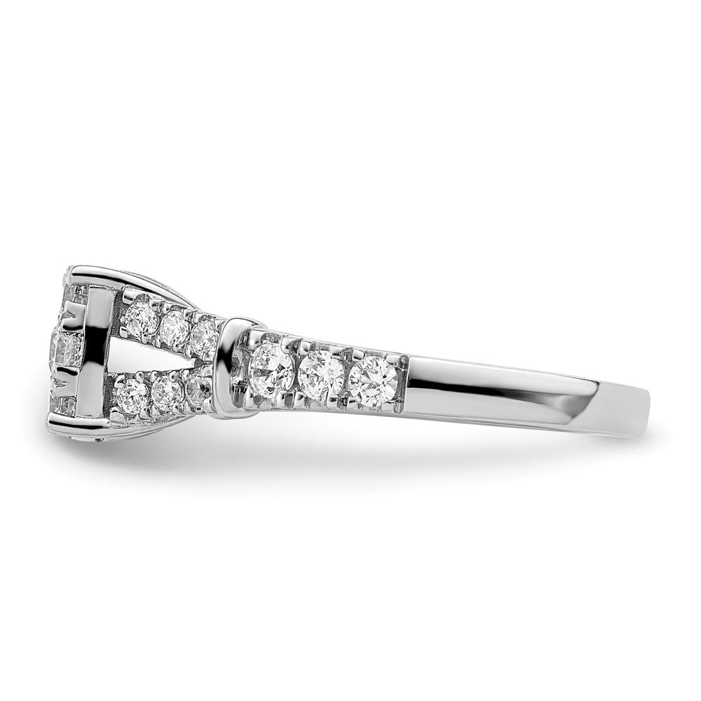 14k White Gold 1 carat Lab Grown Diamond VS/SI+ G+ Complete Cluster Engagement Ring