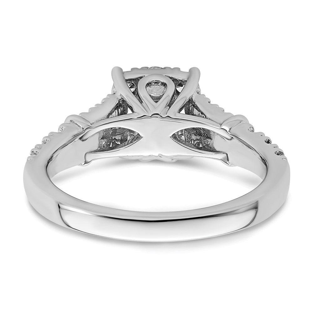 14k White Gold 1 carat Lab Grown Diamond VS/SI+ G+ Complete Cluster Engagement Ring
