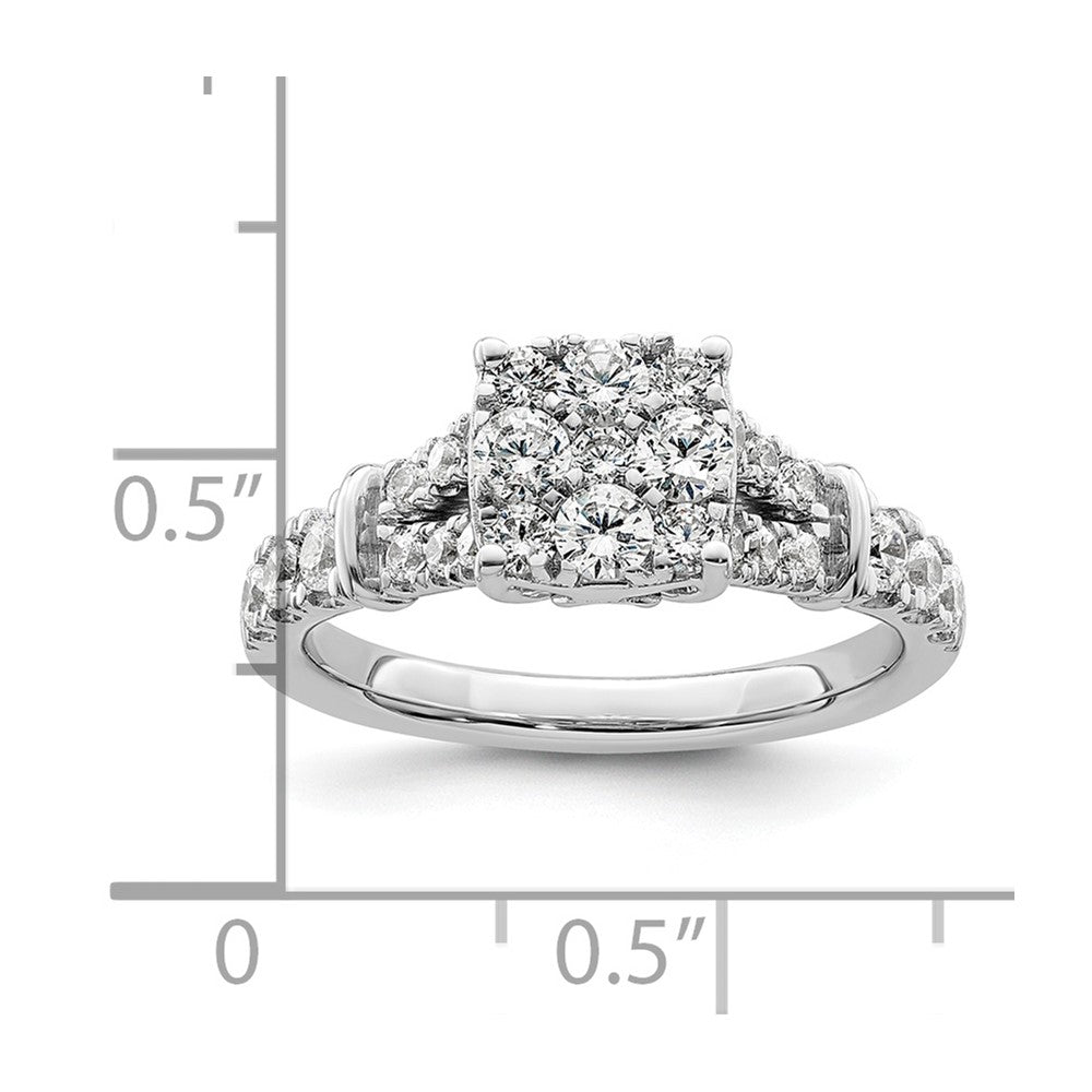 14k White Gold 1 carat Lab Grown Diamond VS/SI+ G+ Complete Cluster Engagement Ring