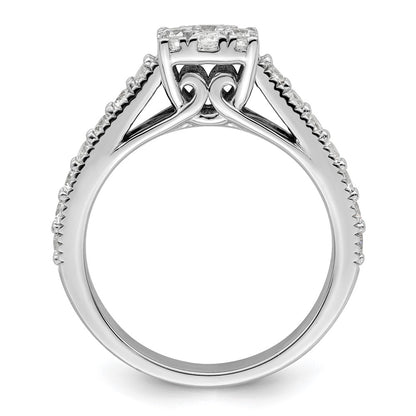 14k White Gold 1 carat Lab Grown Diamond VS/SI+ G+ Complete Cluster Engagement Ring
