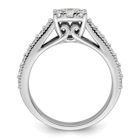 14k White Gold 1 carat Lab Grown Diamond VS/SI+ G+ Complete Cluster Engagement Ring