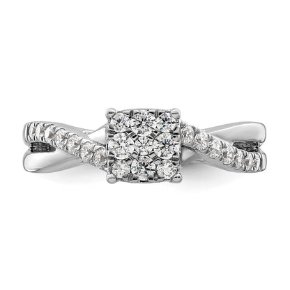 14k White Gold 1/2 carat Lab Grown Diamond VS/SI+ G+ Complete Cluster Engagement Ring