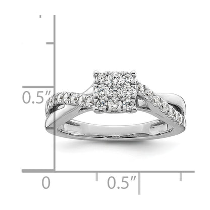14k White Gold 1/2 carat Lab Grown Diamond VS/SI+ G+ Complete Cluster Engagement Ring