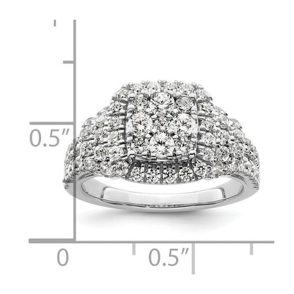 14k White Gold 1 1/2 carat Lab Grown Diamond VS/SI+ G+ Complete Cluster Engagement Ring