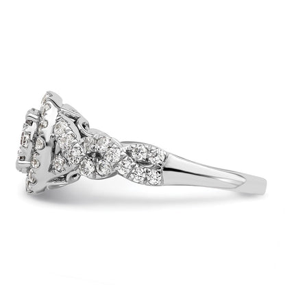 14k White Gold 1 carat Lab Grown Diamond VS/SI+ G+ Complete Cluster Engagement Ring