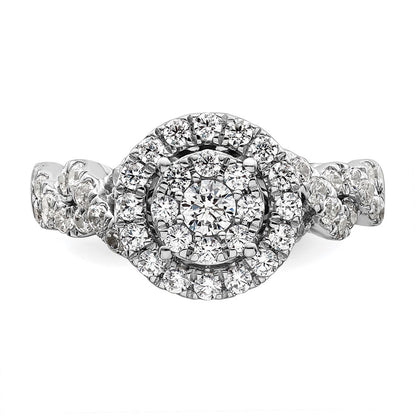 14k White Gold 1 carat Lab Grown Diamond VS/SI+ G+ Complete Cluster Engagement Ring