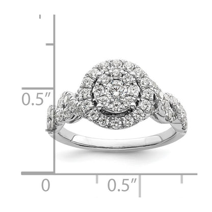 14k White Gold 1 carat Lab Grown Diamond VS/SI+ G+ Complete Cluster Engagement Ring