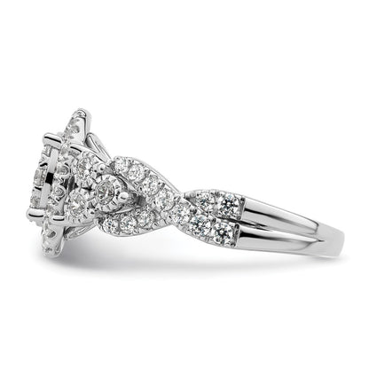 14k White Gold 1 carat Lab Grown Diamond VS/SI+ G+ Complete Cluster Engagement Ring