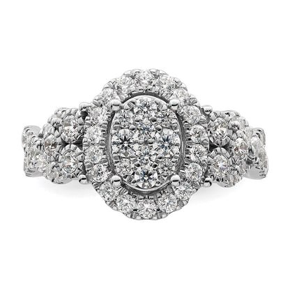 14k White Gold 1 carat Lab Grown Diamond VS/SI+ G+ Complete Cluster Engagement Ring