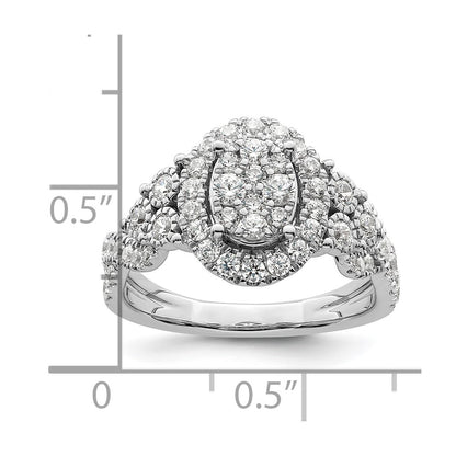 14k White Gold 1 carat Lab Grown Diamond VS/SI+ G+ Complete Cluster Engagement Ring