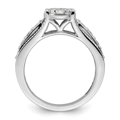 14k White Gold 1 carat Lab Grown Diamond VS/SI+ G+ Complete Cluster Engagement Ring