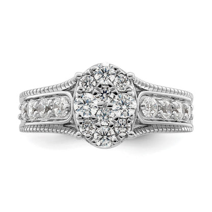 14k White Gold 1 carat Lab Grown Diamond VS/SI+ G+ Complete Cluster Engagement Ring