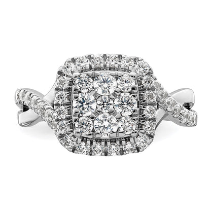 14k White Gold 1 carat Lab Grown Diamond VS/SI+ G+ Complete Cluster Engagement Ring