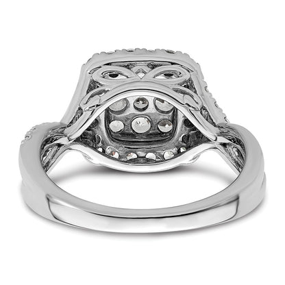 14k White Gold 1 carat Lab Grown Diamond VS/SI+ G+ Complete Cluster Engagement Ring
