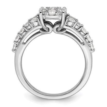 14k White Gold 1 carat Lab Grown Diamond VS/SI+ G+ Complete Cluster Engagement Ring
