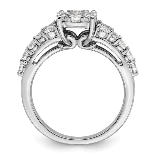 14k White Gold 1 carat Lab Grown Diamond VS/SI+ G+ Complete Cluster Engagement Ring