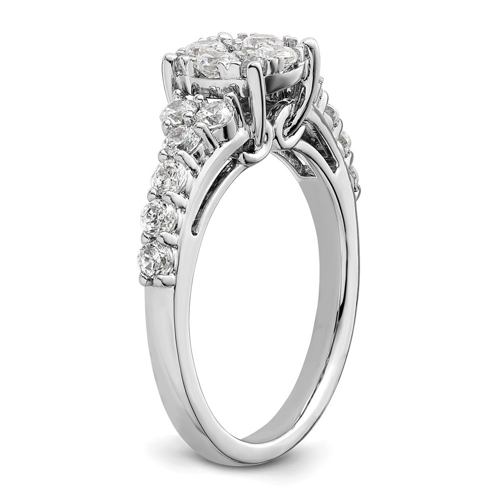 14k White Gold 1 carat Lab Grown Diamond VS/SI+ G+ Complete Cluster Engagement Ring