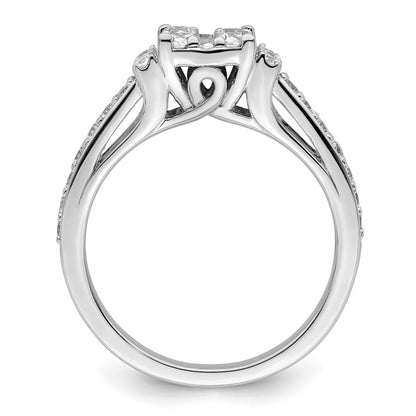 14k White Gold 3/4 carat Lab Grown Diamond VS/SI+ G+ Complete Cluster Engagement Ring