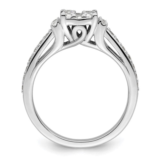 14k White Gold 3/4 carat Lab Grown Diamond VS/SI+ G+ Complete Cluster Engagement Ring