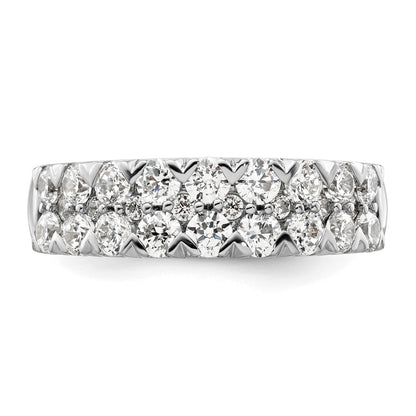 14k White Gold 1 1/2 carat Lab Grown Diamond VS/SI+ G+ Complete Double Row Fashion Band
