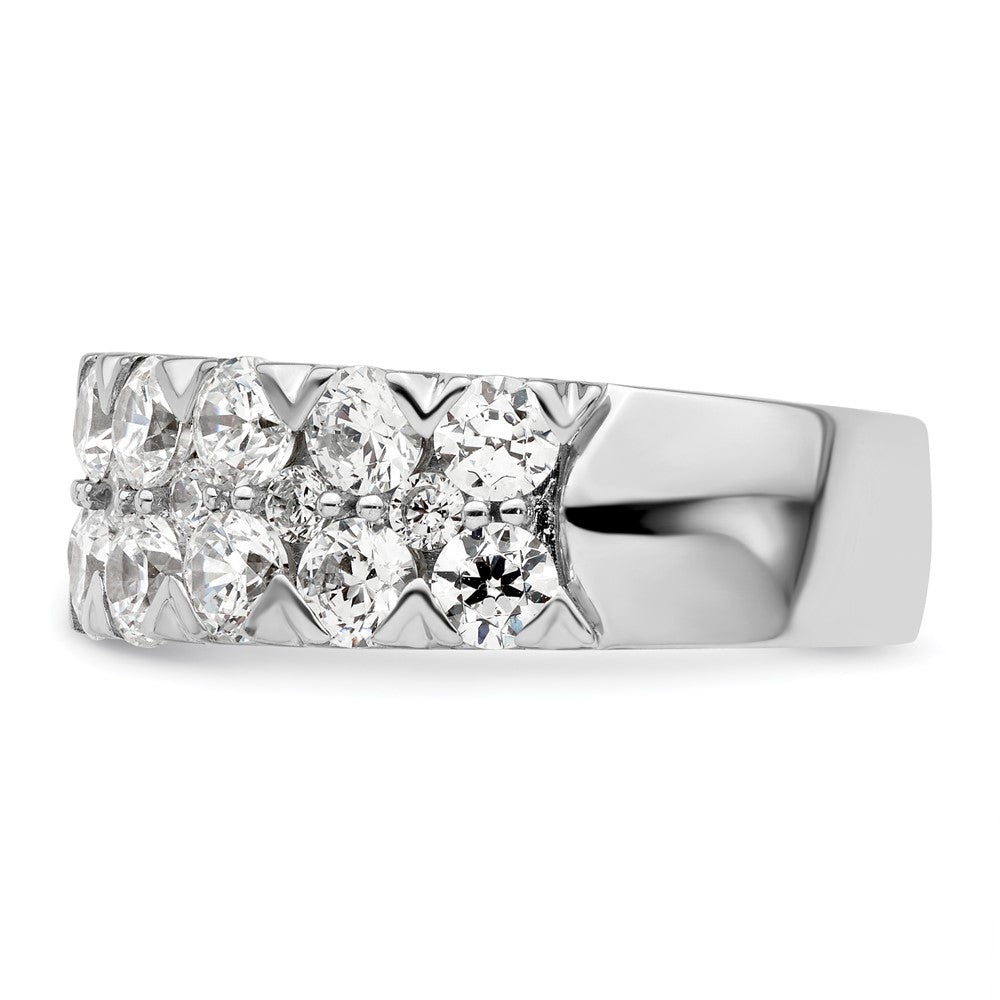 14k White Gold 2 7/8 carat Lab Grown Diamond VS/SI+ G+ Complete Double Row Fashion Band