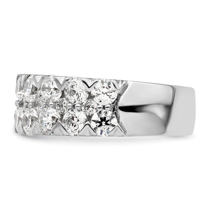 14k White Gold 2 7/8 carat Lab Grown Diamond VS/SI+ G+ Complete Double Row Fashion Band