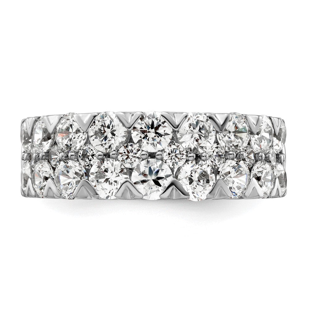 14k White Gold 2 7/8 carat Lab Grown Diamond VS/SI+ G+ Complete Double Row Fashion Band