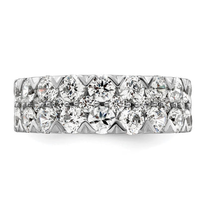 14k White Gold 2 7/8 carat Lab Grown Diamond VS/SI+ G+ Complete Double Row Fashion Band