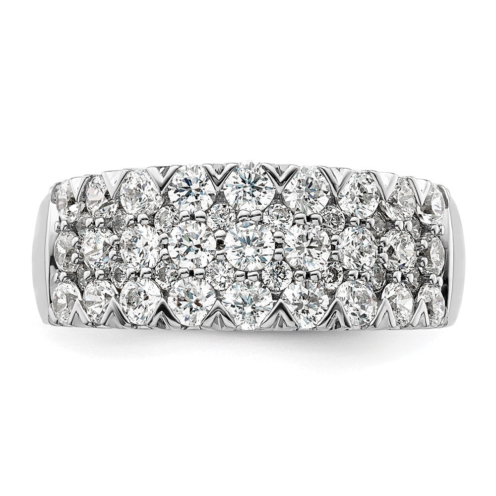 14k White Gold 1 1/2 carat Lab Grown Diamond VS/SI+ G+ Complete Triple Row Fashion Band