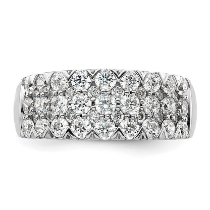 14k White Gold 1 1/2 carat Lab Grown Diamond VS/SI+ G+ Complete Triple Row Fashion Band