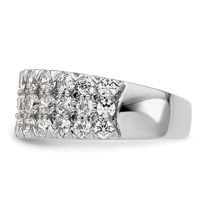 14k White Gold 2 carat Lab Grown Diamond VS/SI+ G+ Complete Triple Row Fashion Band