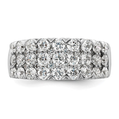 14k White Gold 2 carat Lab Grown Diamond VS/SI+ G+ Complete Triple Row Fashion Band