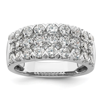 14k White Gold 2 carat Lab Grown Diamond VS/SI+ G+ Complete Triple Row Fashion Band