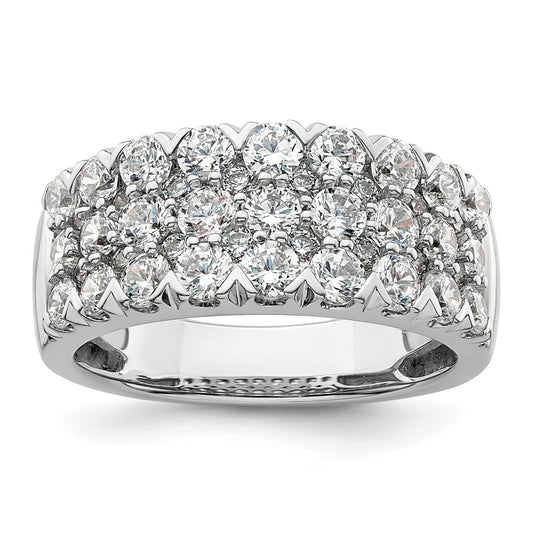14k White Gold 2 carat Lab Grown Diamond VS/SI+ G+ Complete Triple Row Fashion Band