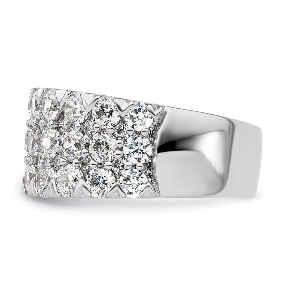 14k White Gold 3 carat Lab Grown Diamond VS/SI+ G+ Complete Triple Row Fashion Band