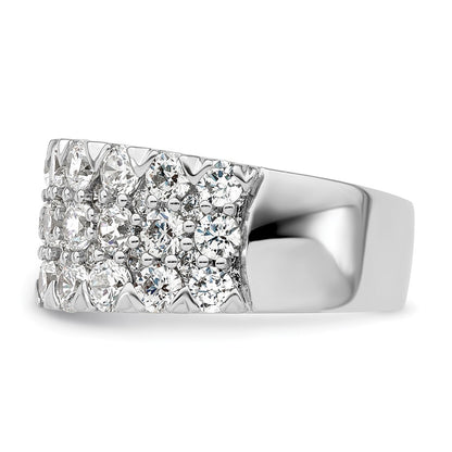 14k White Gold 3 carat Lab Grown Diamond VS/SI+ G+ Complete Triple Row Fashion Band