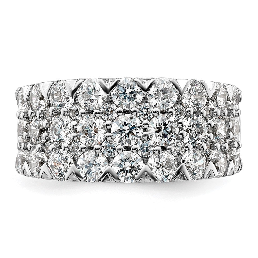 14k White Gold 3 carat Lab Grown Diamond VS/SI+ G+ Complete Triple Row Fashion Band