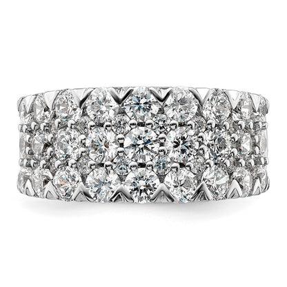 14k White Gold 3 carat Lab Grown Diamond VS/SI+ G+ Complete Triple Row Fashion Band