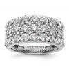 14k White Gold 3 carat Lab Grown Diamond VS/SI+ G+ Complete Triple Row Fashion Band
