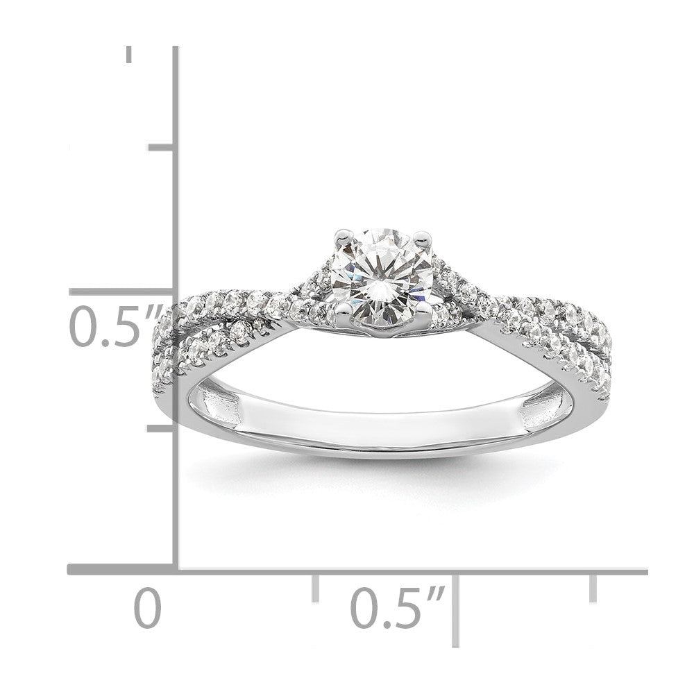 14k White Gold Criss-Cross 5/8 carat tw. Diamond Complete Engagement Ring