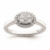 14k White Oval Halo Cluster 1/3 carat Diamond Complete Engagement Ring