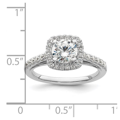 14K White Gold Halo Plus (Holds 1 carat (6.5mm) Round Center) 1/2 carat Diamond Semi-mount Engagement Ring